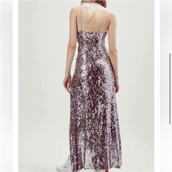 For Love & Lemons Showtime Sequin Maxi Dress Size M Pastel Sparkle Cutout Formal - Picture 3 of 16
